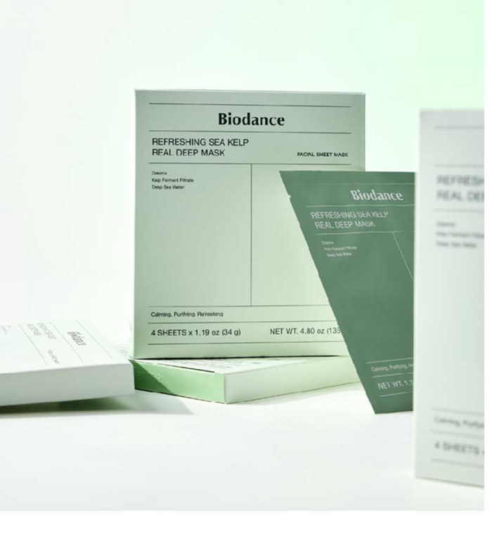 Biodance Real Deep Soothing Seaweed Refreshing Face Mask 34g 4pk - Image 1